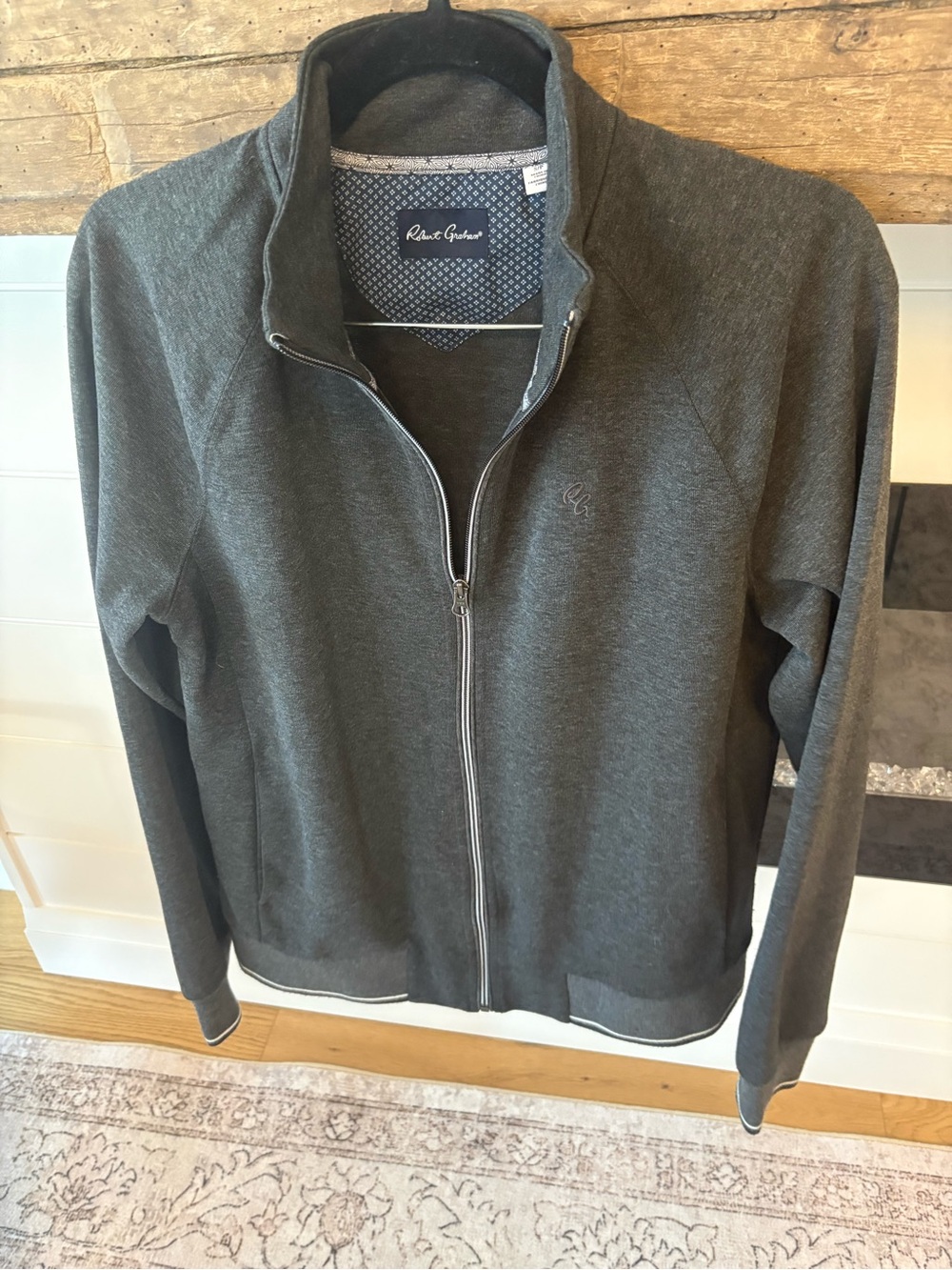 Robert Graham Men's Charcoal Zip-Up Sweater | Size S